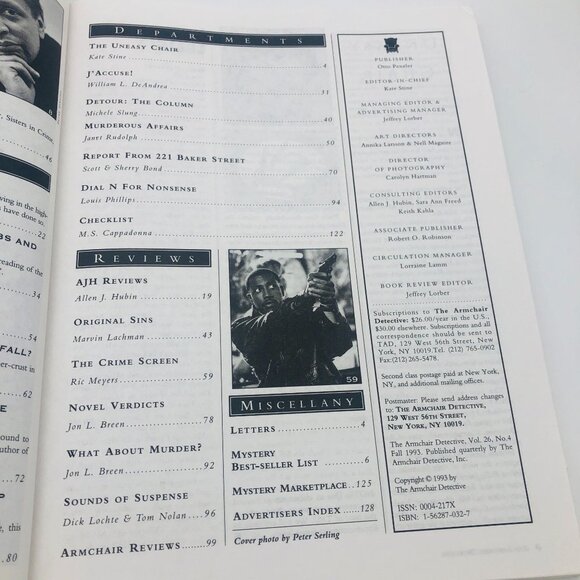 Vtg The Armchair Detective Magazine Fall 1993 Vol 26 No 4 Walter Mosley - Picture 6 of 6